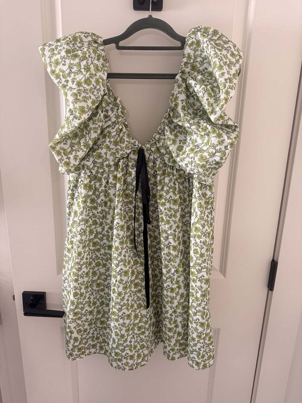 Green Floral Ruffle Dress